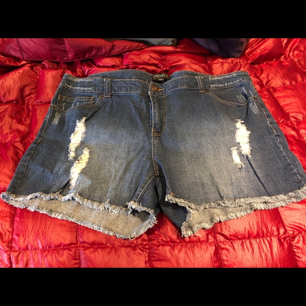 Distressed cut off jean shorts